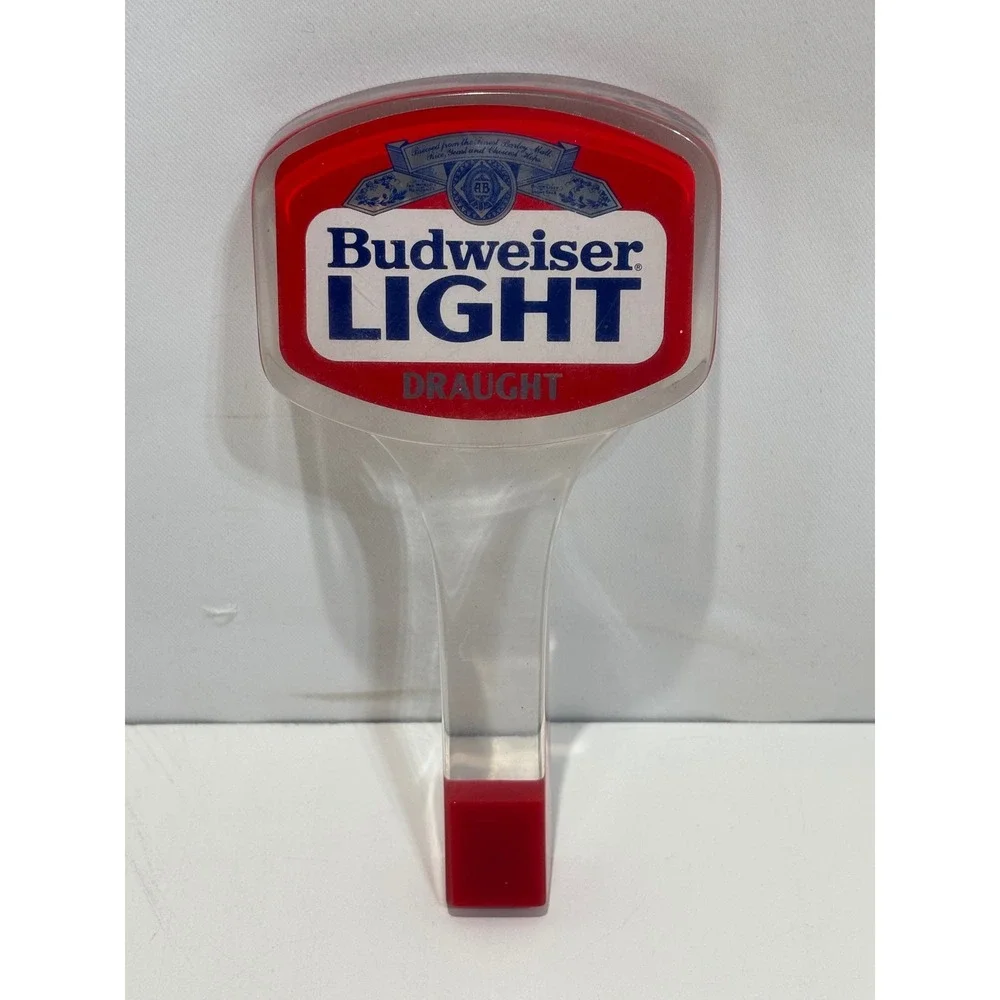 Budweiser Light Beer Tap Handle Unisex Clear Red Draught Acrylic Vintage Bar